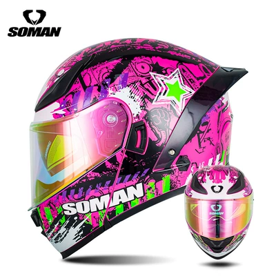 Women, All-Season Motorcycle Riding Helmets, Motosiklet kaskı (dəbilqə) - black-powder-spark-with-transparent-revo-purple-s