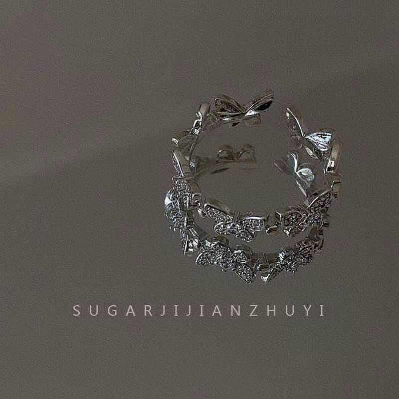 One size fashionable brand small design adjustable ring with zircon