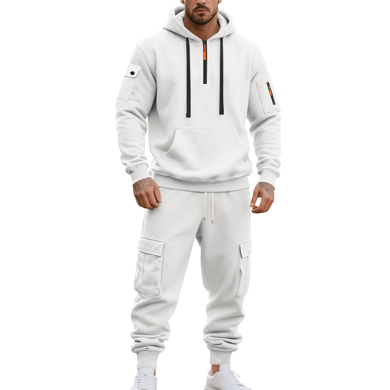 American Autumn And Winter Heavy Loose Men's Tooling Outdoor Commuting Casual Fleece Warm Sweater Tooling Sweatpants Set_viptrois.com