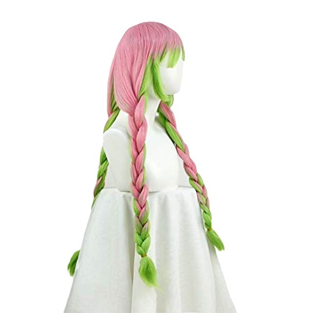 Murino Ghost Blade Templo de manosa miel vidrio Rosa gradiente verde forma Twist Braid cos peluca