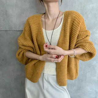 韩版慵懒风宽松针织开衫女秋季新款高级感百搭软糯坑条毛衣外套潮