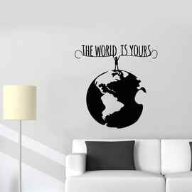 THE WORLD IS YOURS乙烯基贴花 wall decor跨境亚马逊ebayDW12980