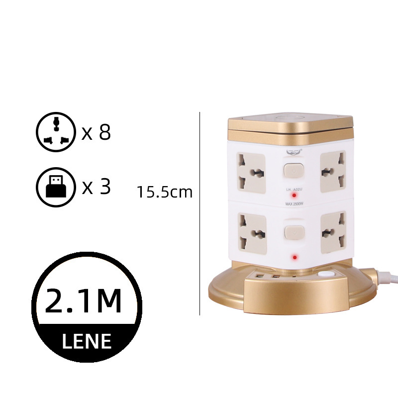 Tuhao oro de oficina portátil vertical 3 USB PD dos capas tres capas cuatro capas enchufe de torre