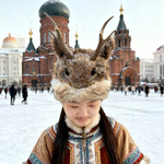 仿鄂伦春族狍子帽真兔毛大兴安岭狍角帽绒毛哈尔滨文创小鹿角帽