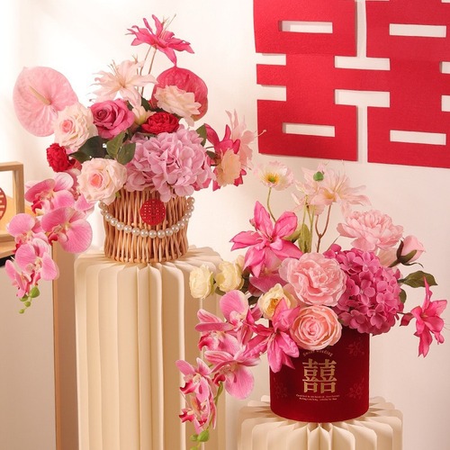 Wedding room decoration, artificial flowers, engagement banquet, living room decorations, wedding artificial flowers, table flowers, bedside flowers, welcome card flowers