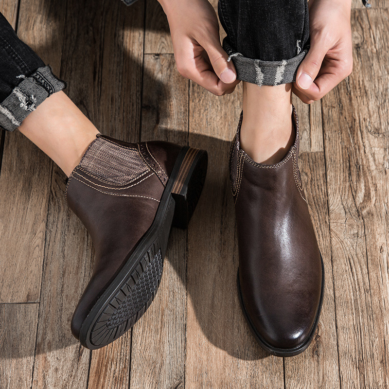 Botas altas de cuero vintage británicas, botas Martin puntiagudas de color polaco, botas de motociclista de piel de vaca de capa superior_voghion.com