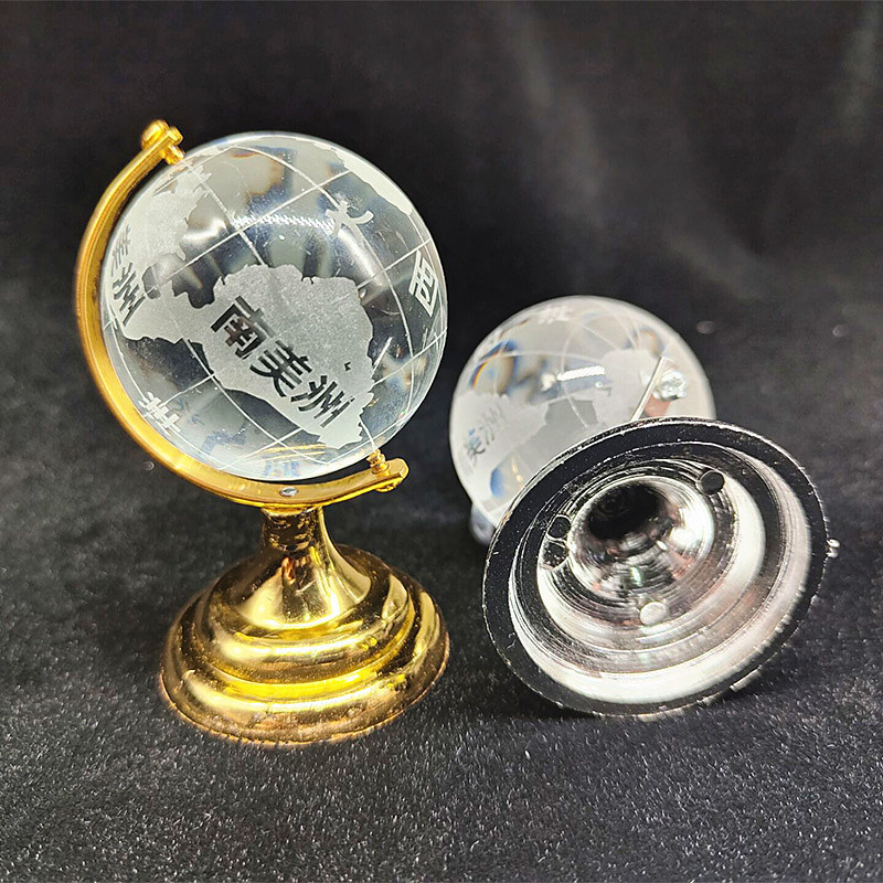 Crystal Chinese Earth Ornament Stand Glass Ball Rotatable Metal Decoration Creative Desktop Ornament Teaching Solid Crystal Chinese Earth Ornament Stand Glass Ball Rotatable Metal Decoration Creative Desktop Ornament Teaching Solid