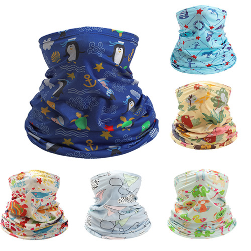 Summer ice silk children's neck scarf for outdoor sports with digital printing cartoon cycling sunscreen mask multifunctional magic headscarf