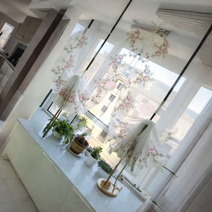 Finished Embroidered Window Screen Trilon Rope Embroidered Floating Window Lifting Window Fan-shaped Roman Curtain