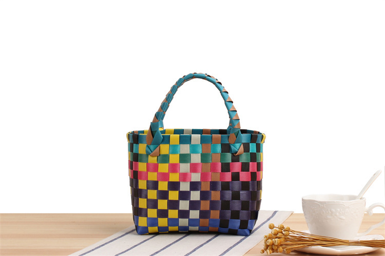 Women's Mini Pvc Lattice Vacation Square Open Straw Bag display picture 6