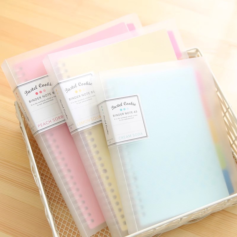 KOKUYO Guoyu A5/B5 galletas transparentes de color claro Libro de hojas sueltas Notas Cuaderno Carcasa Clip para estudiantes hojas sueltas