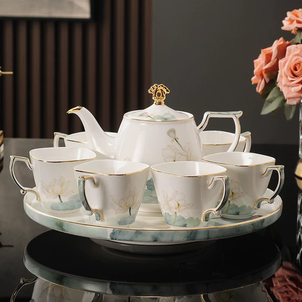 〔◆✧✧◆〕Moye Baihe-6 cups+pot+tray-gift box〔✥✥✰✰]
