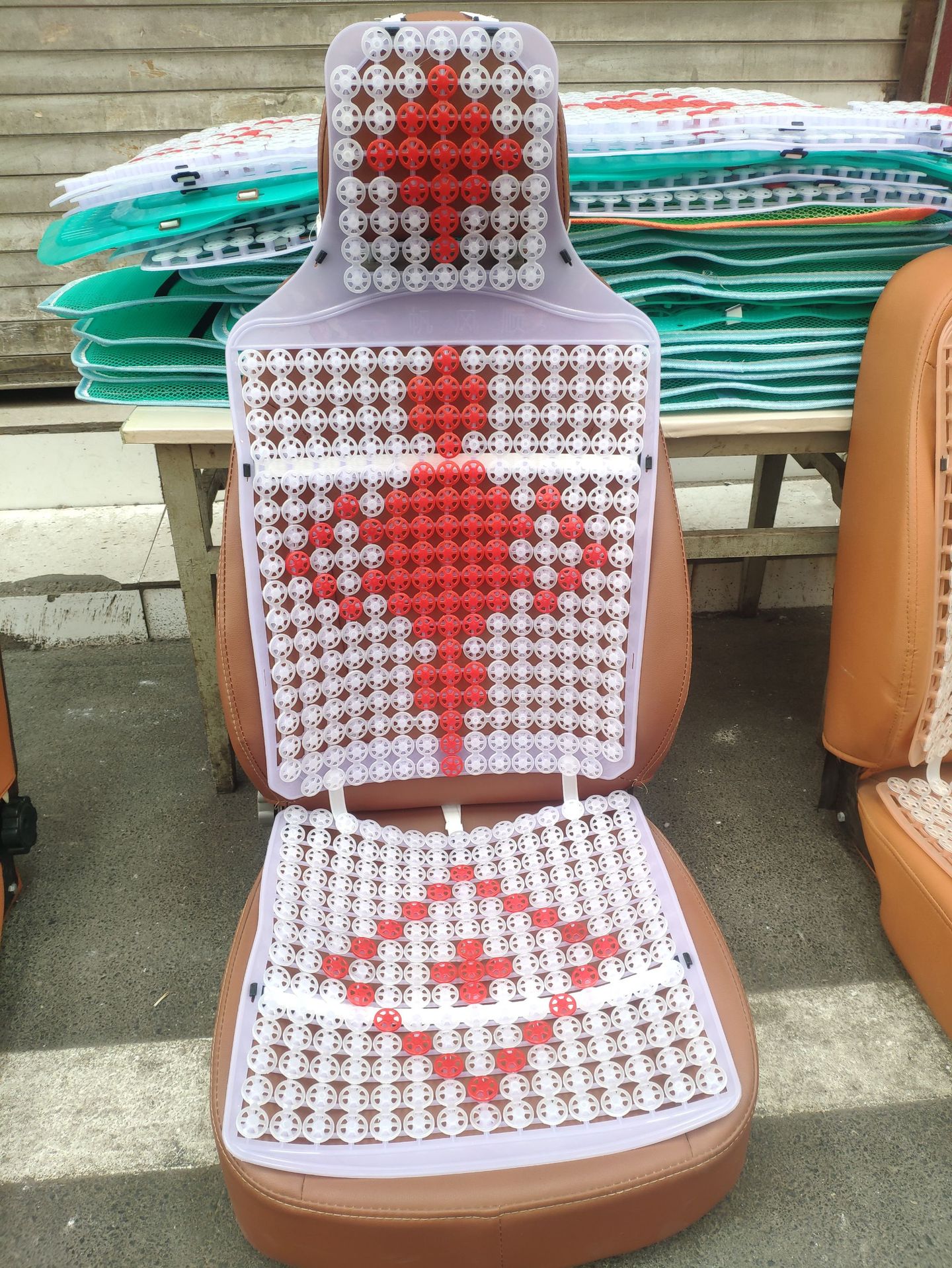 Summer Car Cushion Plastic Double Layer Chinese Knot Cushion Large Truck Universal Smiley Seat Cushion Breathable Cool Mat Jiefang J6