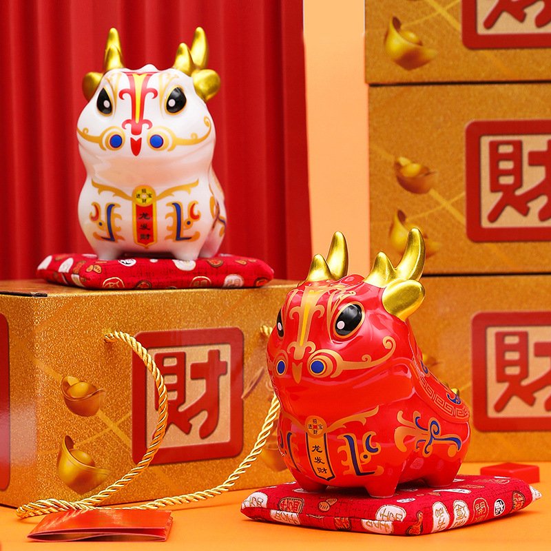 龙发财创意国潮龙摆件龙年吉祥物新年手办装饰品礼物公仔礼品