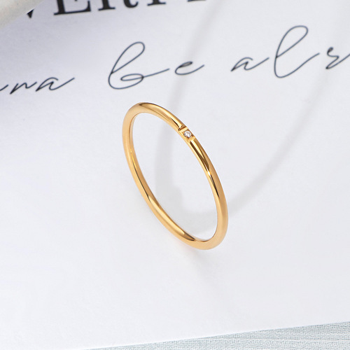  new fashion round coil one diamond ring plated 18K gold light luxury cold style titanium steel ring for women