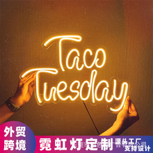 TacoTuesday霓虹灯LED亚克力英文字母玉米卷装饰灯跨境亚马逊外贸
