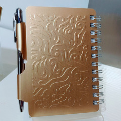 跨境熱銷創意鋁製便攜式便簽本配筆金屬殼記事本線圈本批發