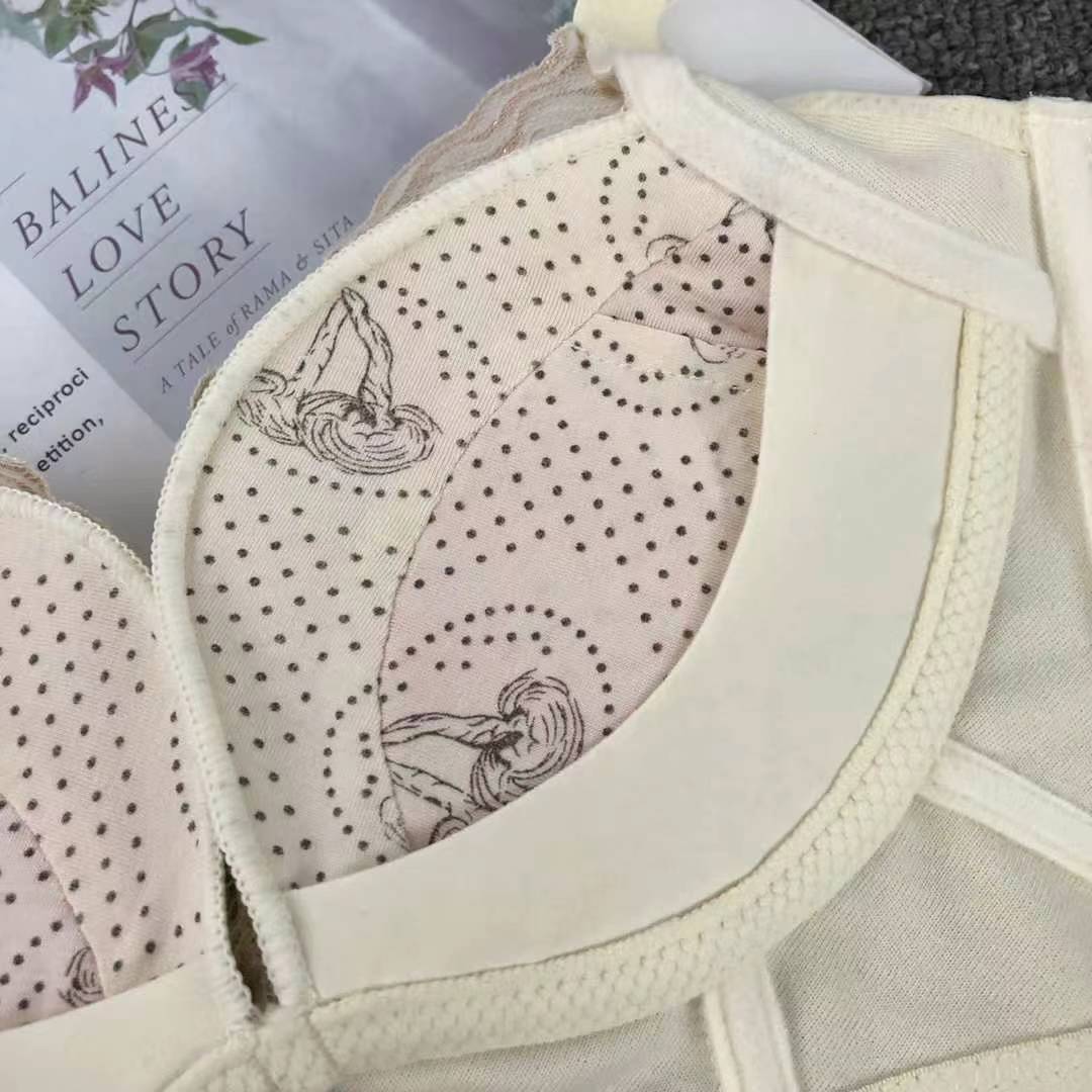 Nuevo sujetador de alta calidad de moda de encaje jacquard transpirable y cómodo ajuste lateral de pecho de botón múltiple ropa interior mujer
