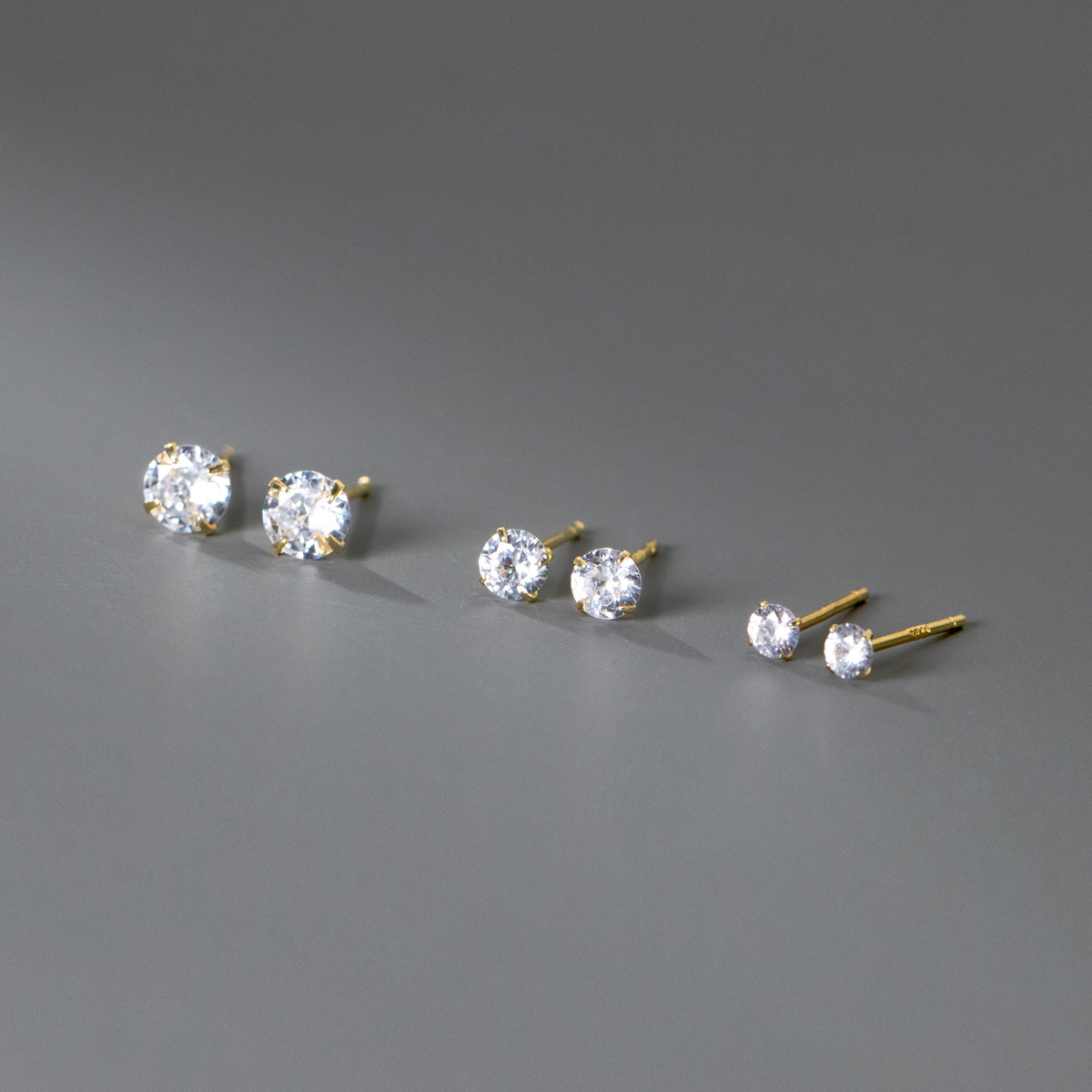 Solid Color Pattern 1 Pair 925 Sterling Silver Zircon Solid Color Ear Studs