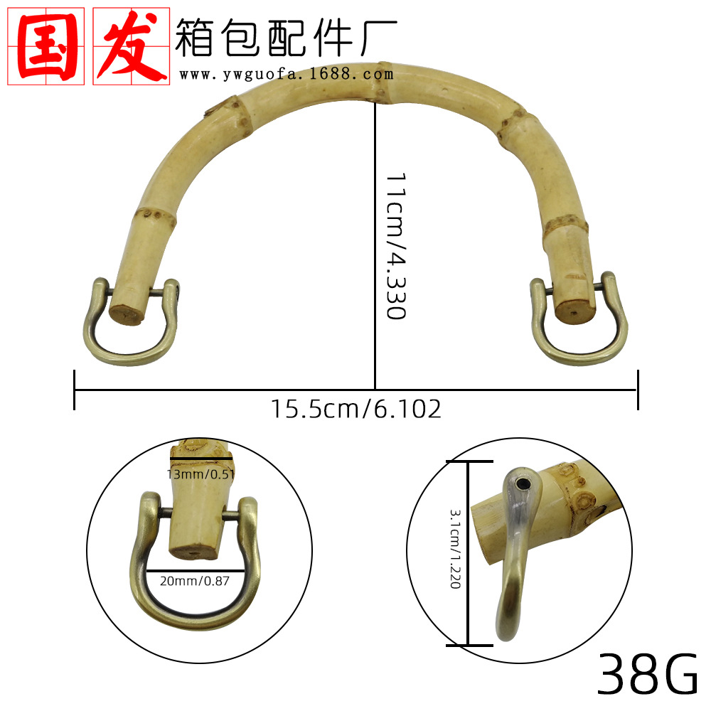 15.5cm bambú brazalete de mano de color primario portátil de color ligero de bambú real portador de mano [agujero izquierdo y derecho] con botón