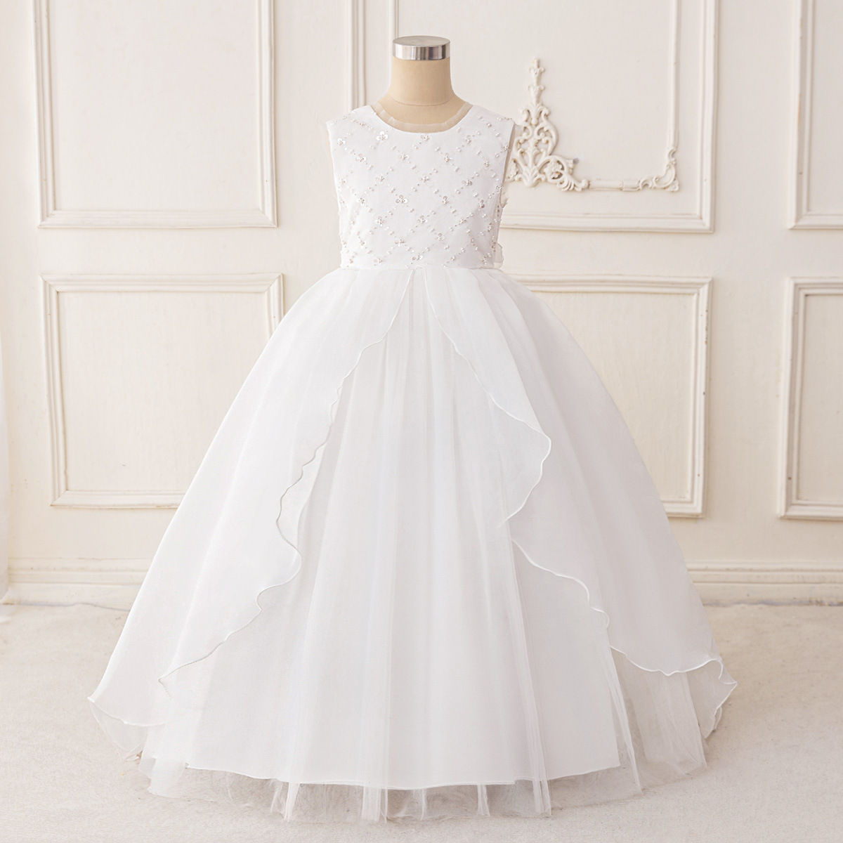Niñas transfronterizas vestido de princesa 1 de junio vestido de boda de niños floristas vestido de noche de anfitrión de cena de cumpleaños