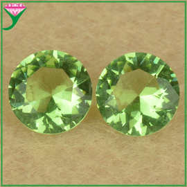 供应圆形钻淡苹果绿色玻璃人造宝石 果绿彩色玻璃镶嵌裸石配件