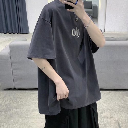 Men's Short Sleeve T-Shirt Trend Brand Instagram Top Summer Teenagers Junior High and High School Students Fat and Large Size Pure Cotton T-Shirt