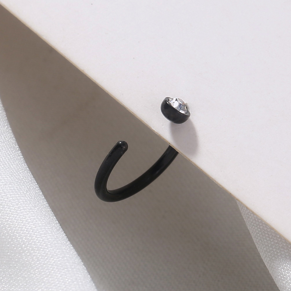 niche piercing C-shaped stainless steel rhinestone nose ring diamond nose nail jewelry