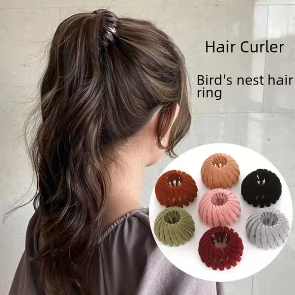 Korean Ball Hair Clip Female Bird's Nest Hair Twister High Ponytail Fixed Hair Ring Lazy Grab Clip Flocking Hair Accessories Wholesale