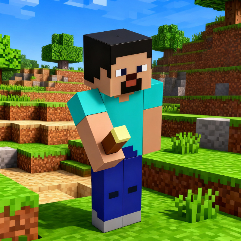 Cross-Border Minecraft Creative Peripheral Night Light Steve Matchstick Matchstick Model Atmosphere Decorative Light Toy