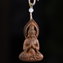 菩萨棋沉香木观音挂件情侣礼物守护挂件吊坠木雕镂空小件手把件