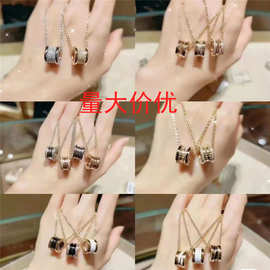 宝jia小红人陶瓷项链高版本弹簧满钻小蛮腰锁骨链轻奢男女吊坠