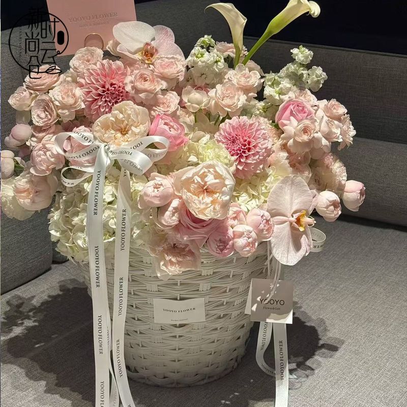 七夕超大编织玫瑰花抱抱鲜花花束插花篮子花艺抱抱桶装饰材料diy|undefined