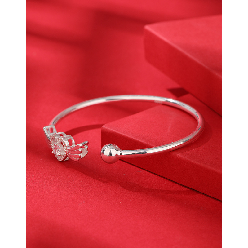 Amor diamante plata Pulsera hembra 990 plata pura abierto sólido joven nicho pulsera de plata esterlina pulsera para novia