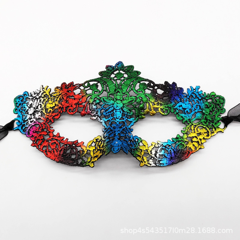 Máscaras de encaje de venta transfronteriza máscaras de plumas de mujer decoración gradiente máscaras de mitad de cara maquillaje de baile accesorios de vestuario sexy