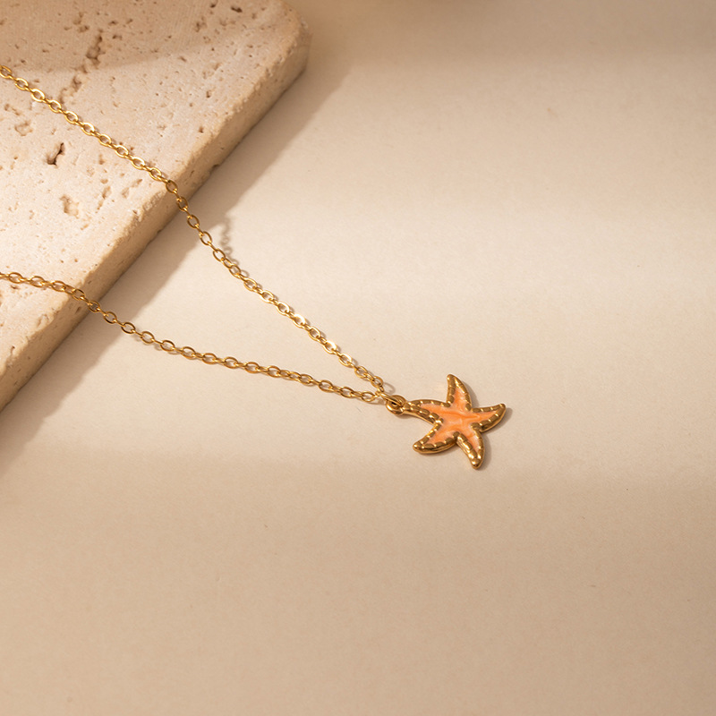 6g Weight 0.03µm Gold Plating Thickness Electroplated Gold Plating Process Golden Plated Plating Material 201 Stainless Steel Pendant Material Pendant Necklace Classification 201 Stainless Steel Chain Material cable chain Chain Type 1 Piece Quantity Holiday, Daily Occasion 201 Stainless Steel Material Starfish, Dolphin, Hippocampus Pattern Women's Gender Hip-Hop Style Plating Craft Cartoon Ocean Starfish Sea Horse Pendant Necklace Women's Luxury Dolphin Clavicle Chain DIY Jewelry Titanium Steel Animal Pattern 14