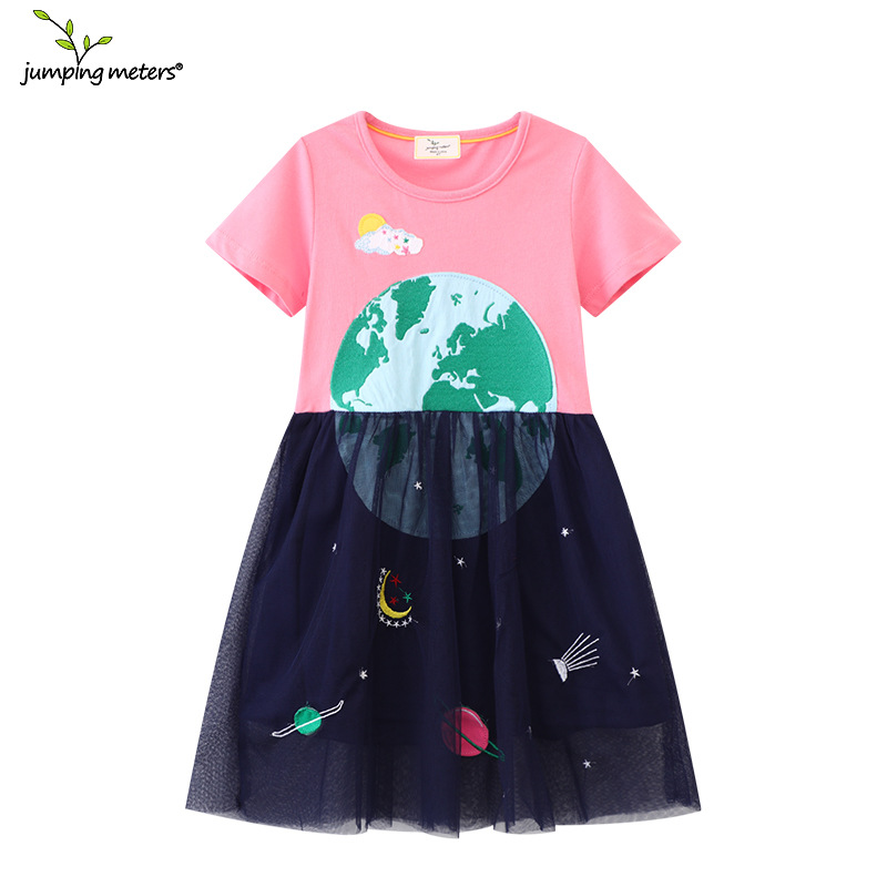 Vestido de niñas de verano vestido de malla bebé bordado vestido de niños vestido de princesa de verano vestido de niños