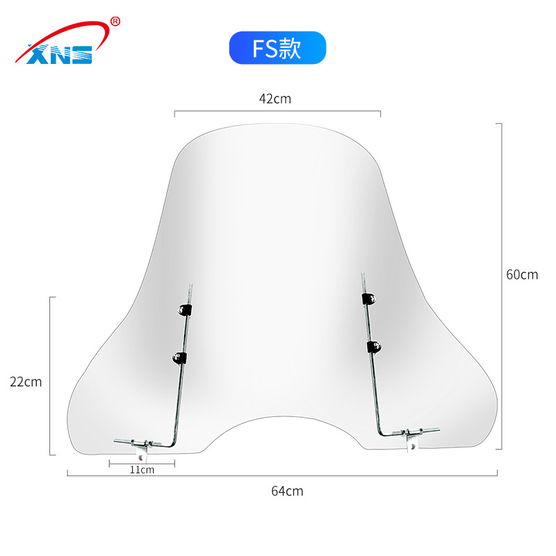 Motorcycle front windshield – Universal Electric Vehicle - t-type-widened-handguard-25mm-thick-60cm-high-with-bracket