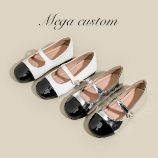 Girls' Flats, Kidsren's Princess Shoes, 2025 Spring & Fall New Style Splicing Velcro Casual Korean Style Family Kidsren's Leather Shoes