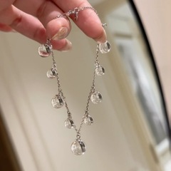S925 スターリングシルバー白露水滴ホワイトクリスタルブレスレット夏クールな気質ニッチ絶妙な甘い多用途ハンドジュエリー