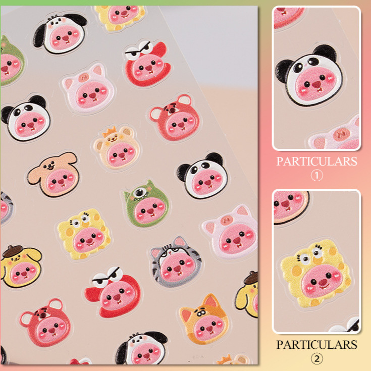 Loopy Little Beaver Nail Stickers 5D Embossed High-Value Stereo Cute Ruby Nail Art Stickers Jewelry Ca Style