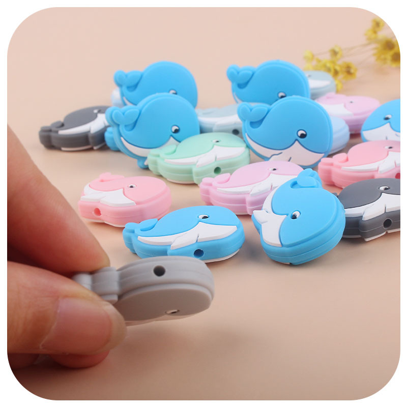 Nuevo bebé suministros dibujos animados animal ballena mordedor cuentas creativo molar DIY bebé pezón anti-gota cadena juguete