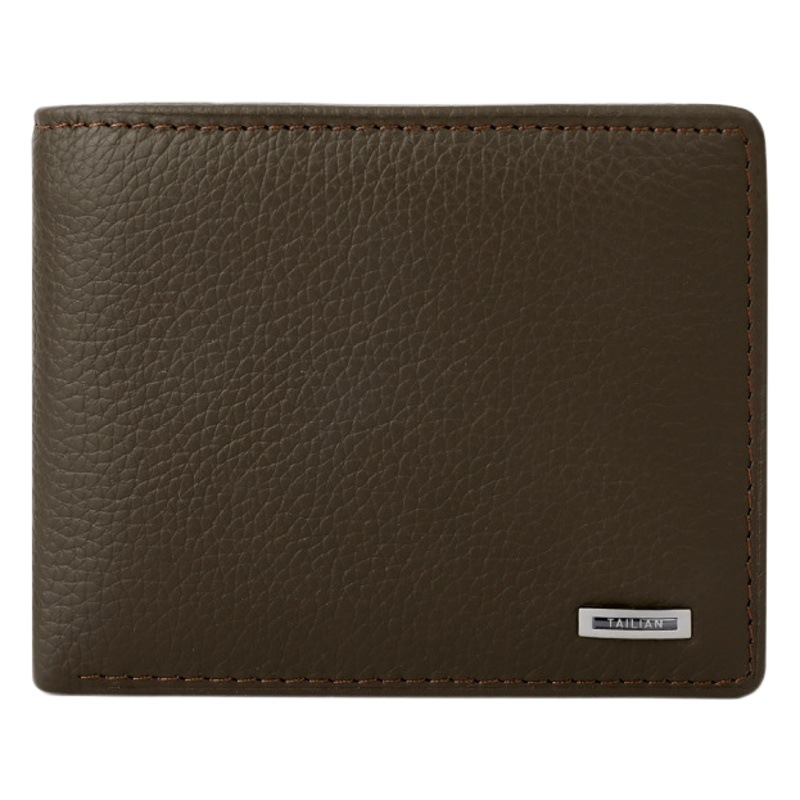 Talian First-Layer Cowhide Short Wallet Men's Cross-Border Business Multi-Functional Men's Wallet Wholesale Gift Box
