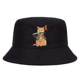 Cute Cat  Bucket Hat 日系卡通猫咪印花遮阳太阳帽学生渔夫帽INS