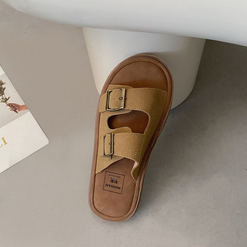 Casual thick-soled non-slip beach slippers for women summer outer wear  new versatile high-end super hot fashion slippers