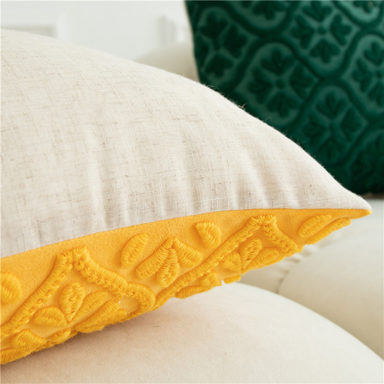 Housse de coussin de chevet brodée en trois dimensions, motif géométrique, motif floral, style européen et américain, décoration pour la maison_voghion.com
