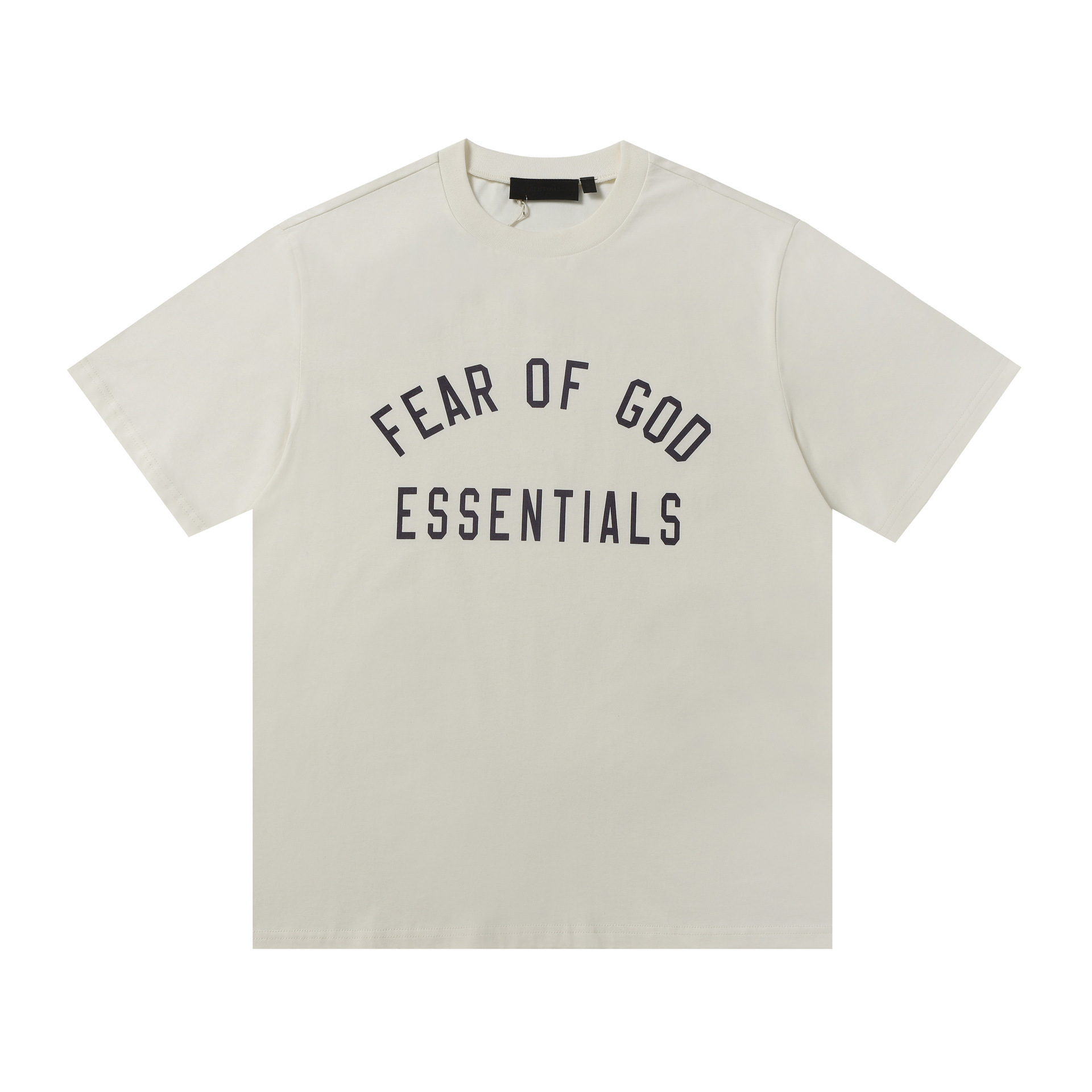 Una pieza de la marca de moda FOG de doble línea ESSENTIALS letra con lema impreso camiseta de manga corta para hombres y mujeres media manga en la calle