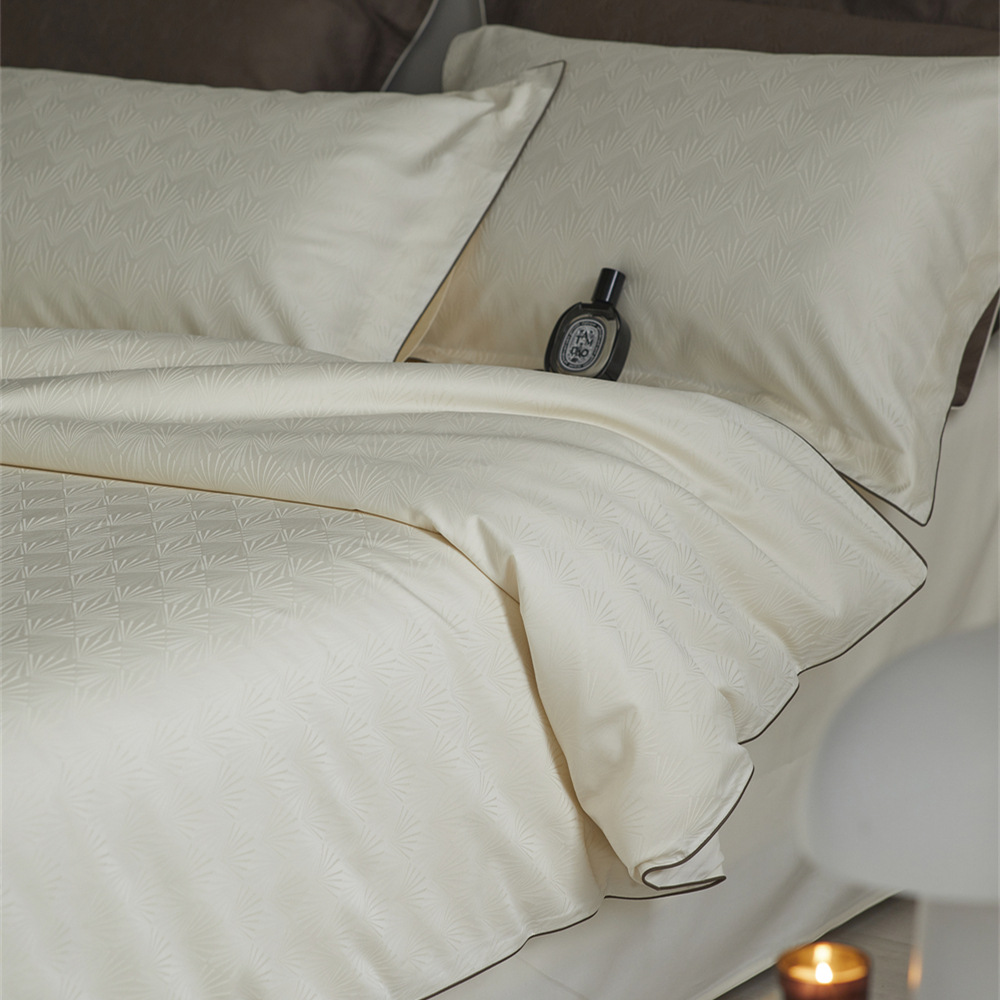 Super suave Clase A ~ 80s Aksu de fibra larga de algodón jacquard de cuatro piezas conjunto de alta calidad de algodón puro sábana apta para la piel sábana ajustable