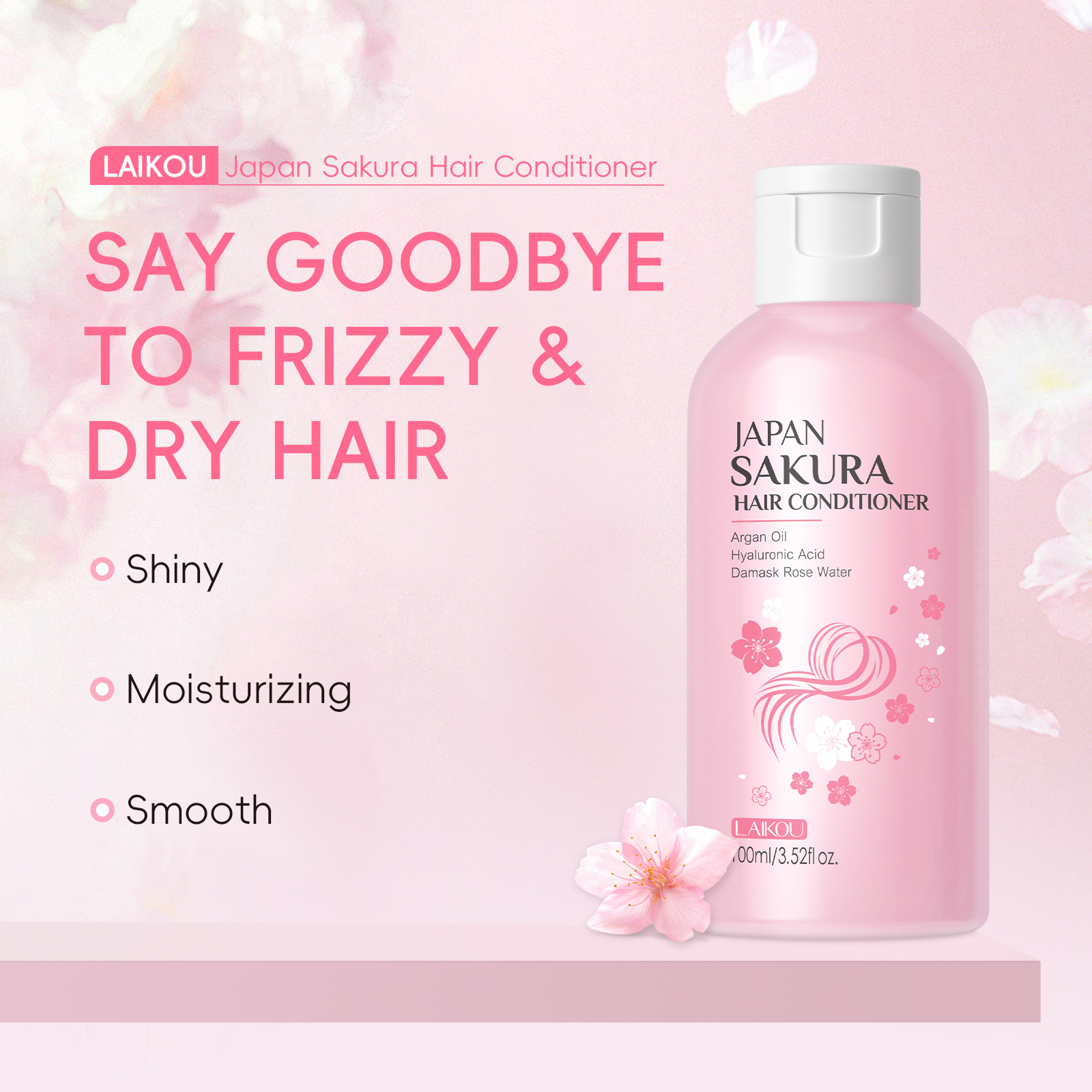 Cross-border LAIKOU Cherry Blossom Conditioner 100ml, Smooth Hair, Moisturize split ends, factory in stock wholesale Item Picture