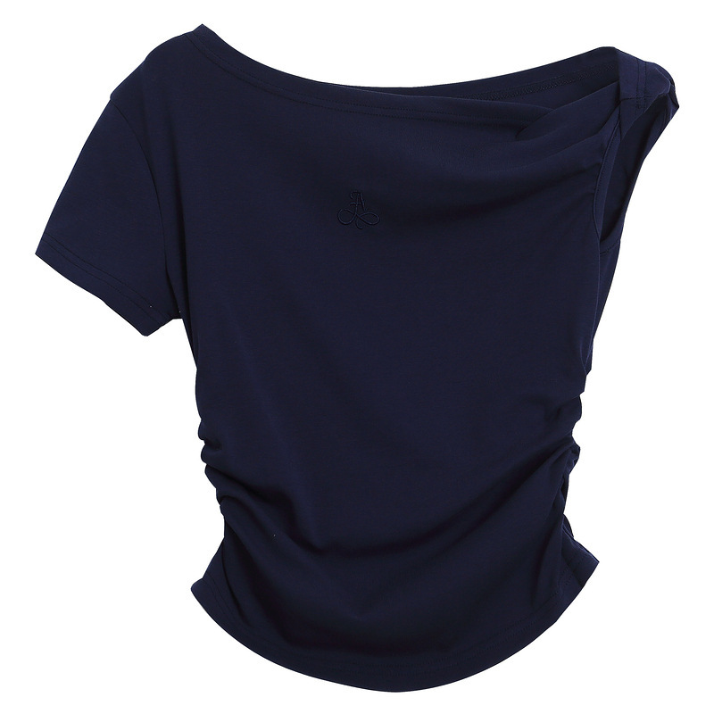 Clothing Men's Pure Shoulder Short-sleeved T-shirt Women's 2025 Summer Short Navel-exposed Slim-fit Elastic T-shirt Base